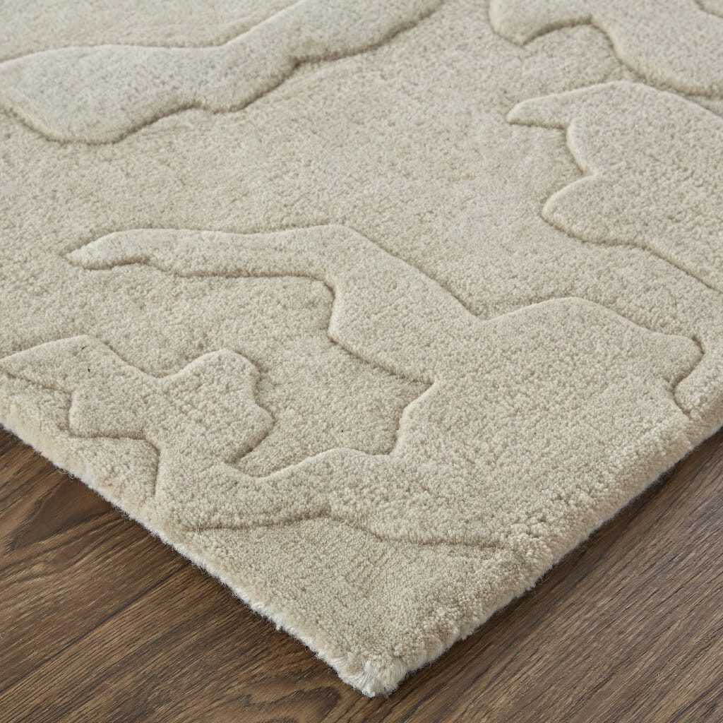 10' X 14' Tan and Brown Wool Abstract Hand Tufted Area Rug