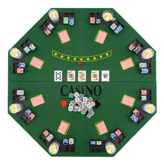 8-Player Foldable Poker Table Top with Carrying Bag-Blue