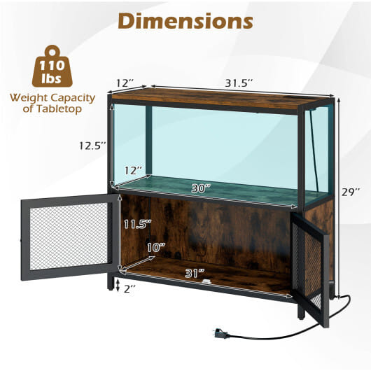 Industrial Coffee Bar Cabinet with LED Lights and Charging Station-Rustic Brown - Color: Rustic Brown