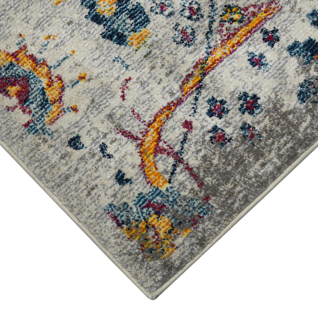 5' X 7' Orange and Ivory Floral Power Loom Area Rug