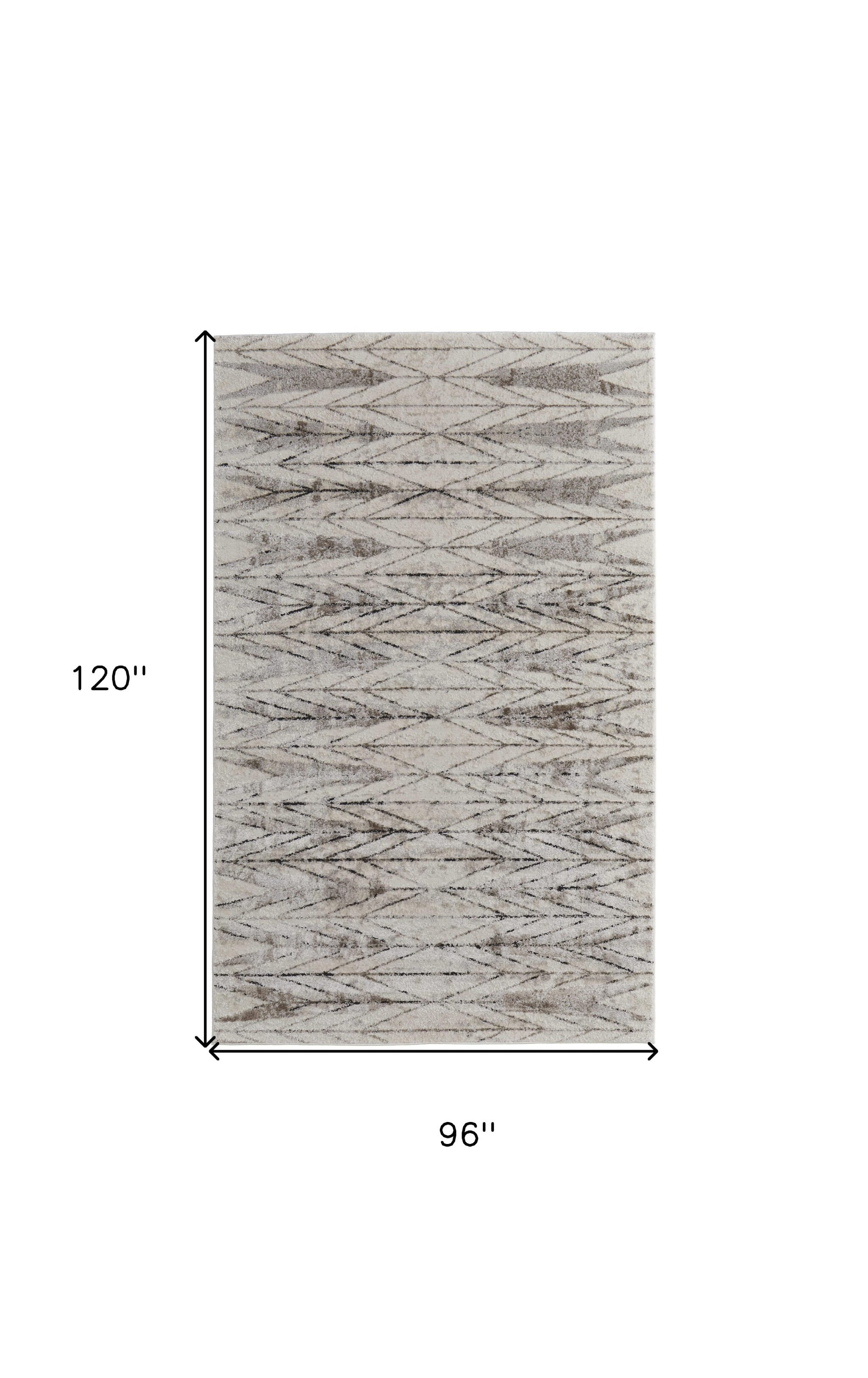 8' X 10' Ivory and Brown Geometric Power Loom Area Rug