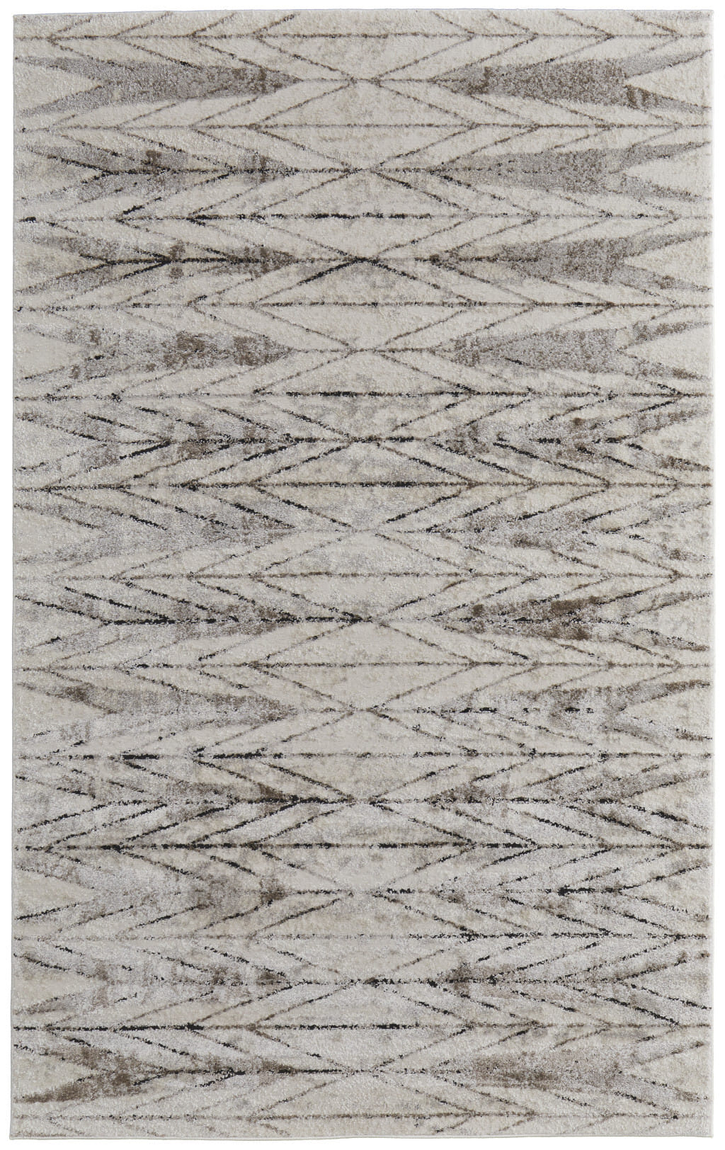 8' X 10' Ivory and Brown Geometric Power Loom Area Rug