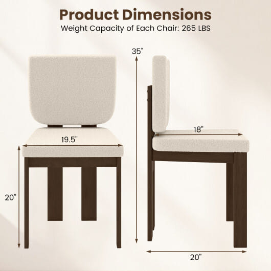 Wooden Dining Chair Set of 2 with Rubber Wood Leg for Home Office Living Room-Brown