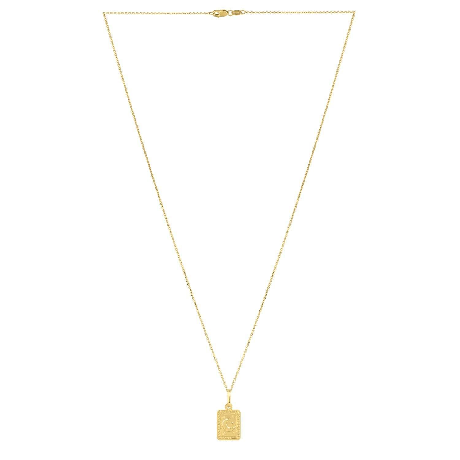 Moon and Stars Necklace in 14K Yellow Gold