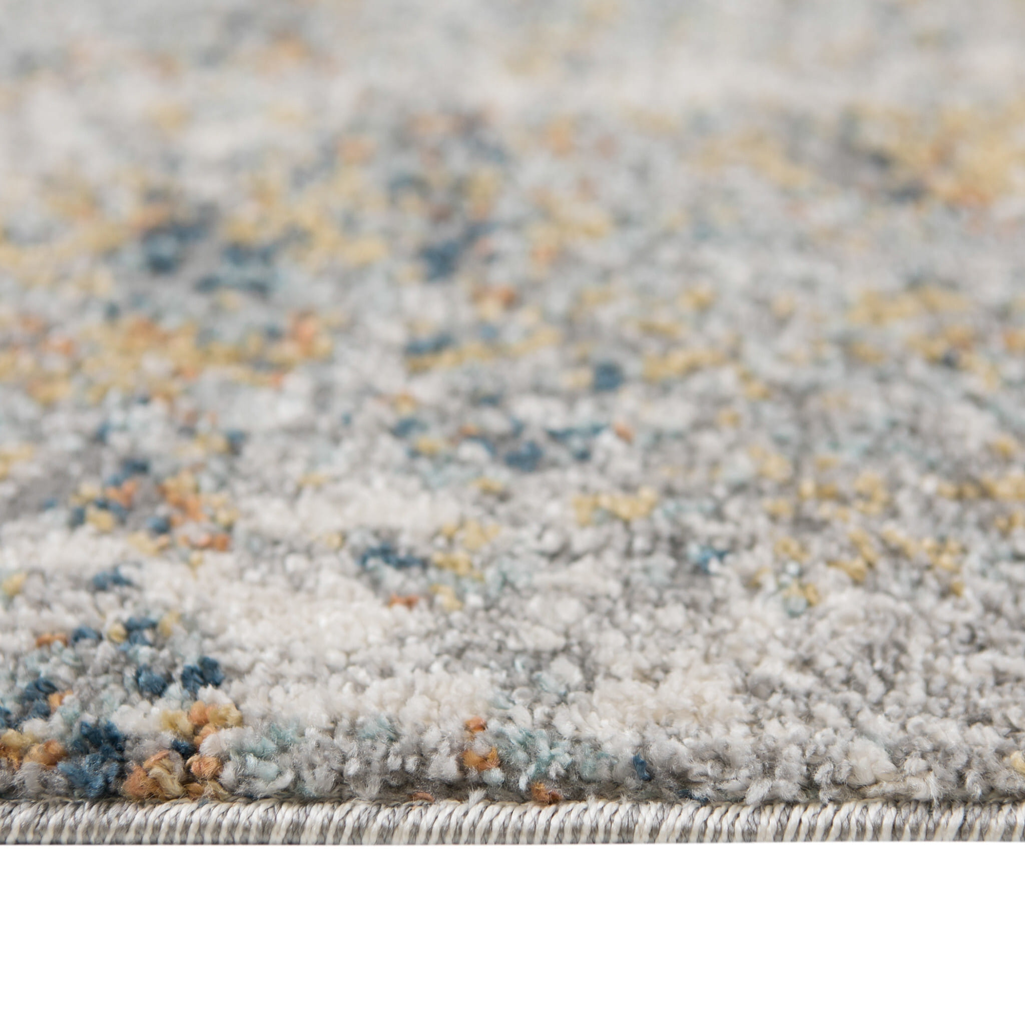 5' X 8' Ivory Blue and Yellow Abstract Power Loom Area Rug