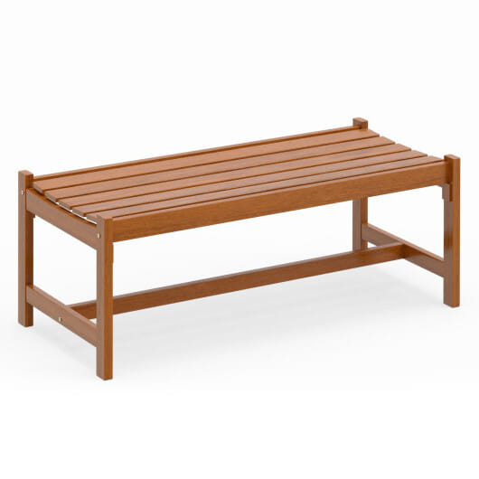 44" Patio Wood Bench Set of 1 Outdoor Solid Hardwood Dining Bench with Teak Oil Finish - Size: Set of 1