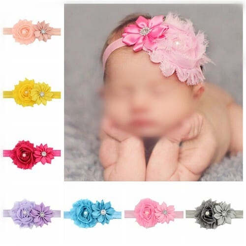 (12 pcs Per Unit) Dual Flowers Decorated Toddler Fashion Hair Band