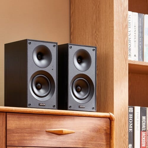 Powered Bookshelf Speakers, 25W x 2, Active Studio Monitor Speaker with 5.25 Inch Woofer, Bluetooth/RCA/Coaxial/Optical/USB/Subwoofer Connection, Wooden Enclosure, for Record Player Turntable PC