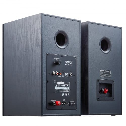 Powered Bookshelf Speakers, 25W x 2, Active Studio Monitor Speaker with 5.25 Inch Woofer, Bluetooth/RCA/Coaxial/Optical/USB/Subwoofer Connection, Wooden Enclosure, for Record Player Turntable PC