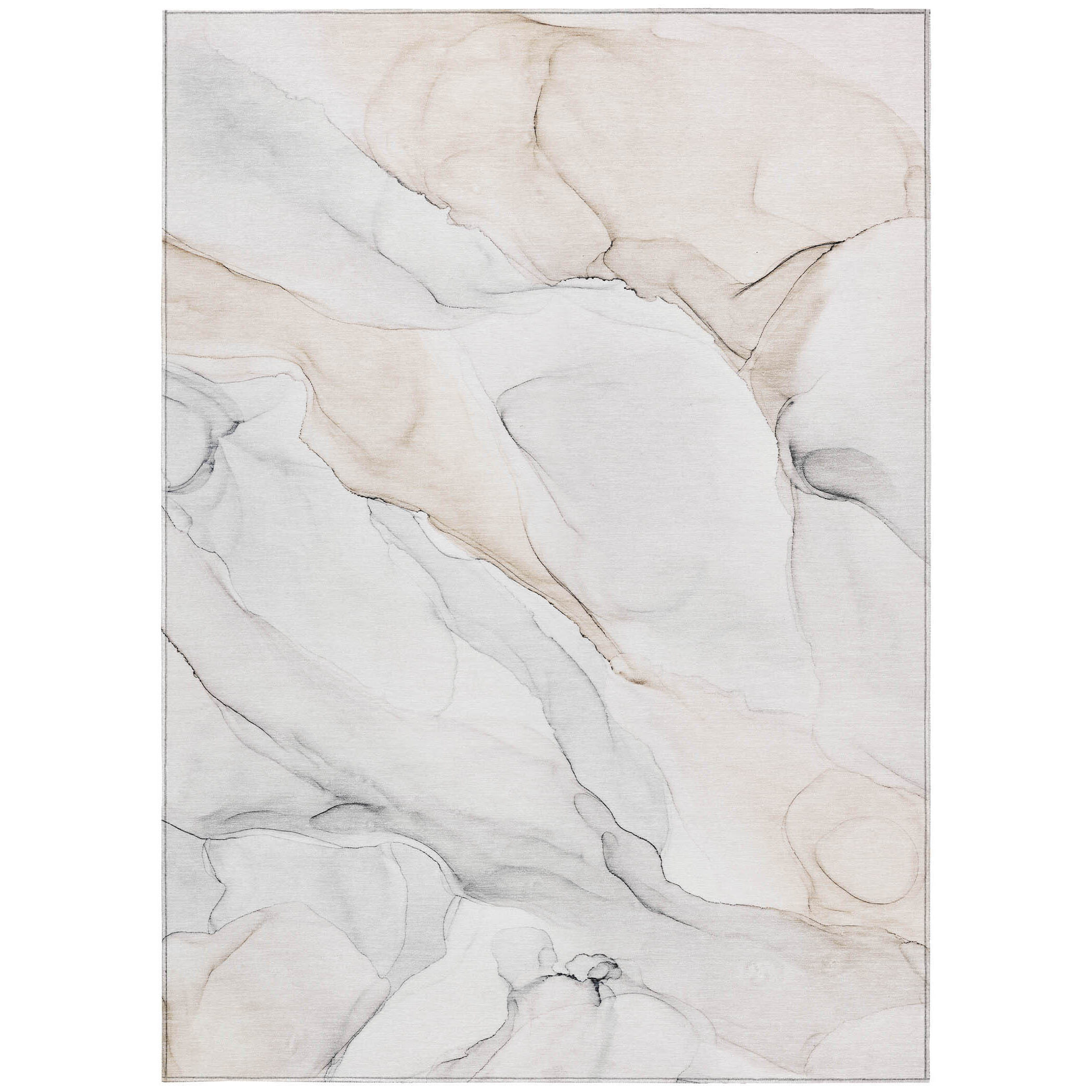 9' X 12' Beige Ivory and Gray Abstract Washable Non Skid Indoor Outdoor Area Rug