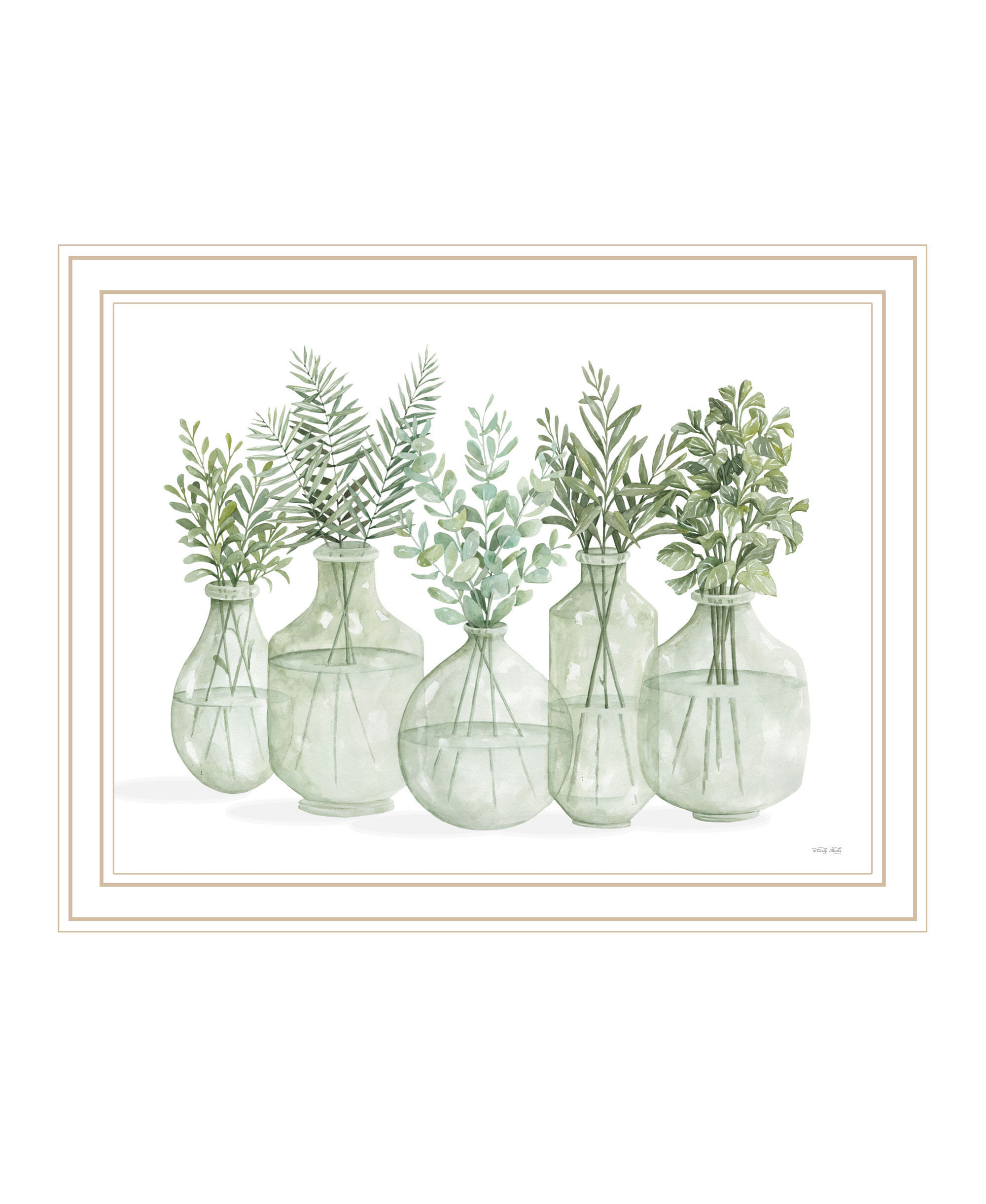 Simply Sage White Framed Print Wall Art
