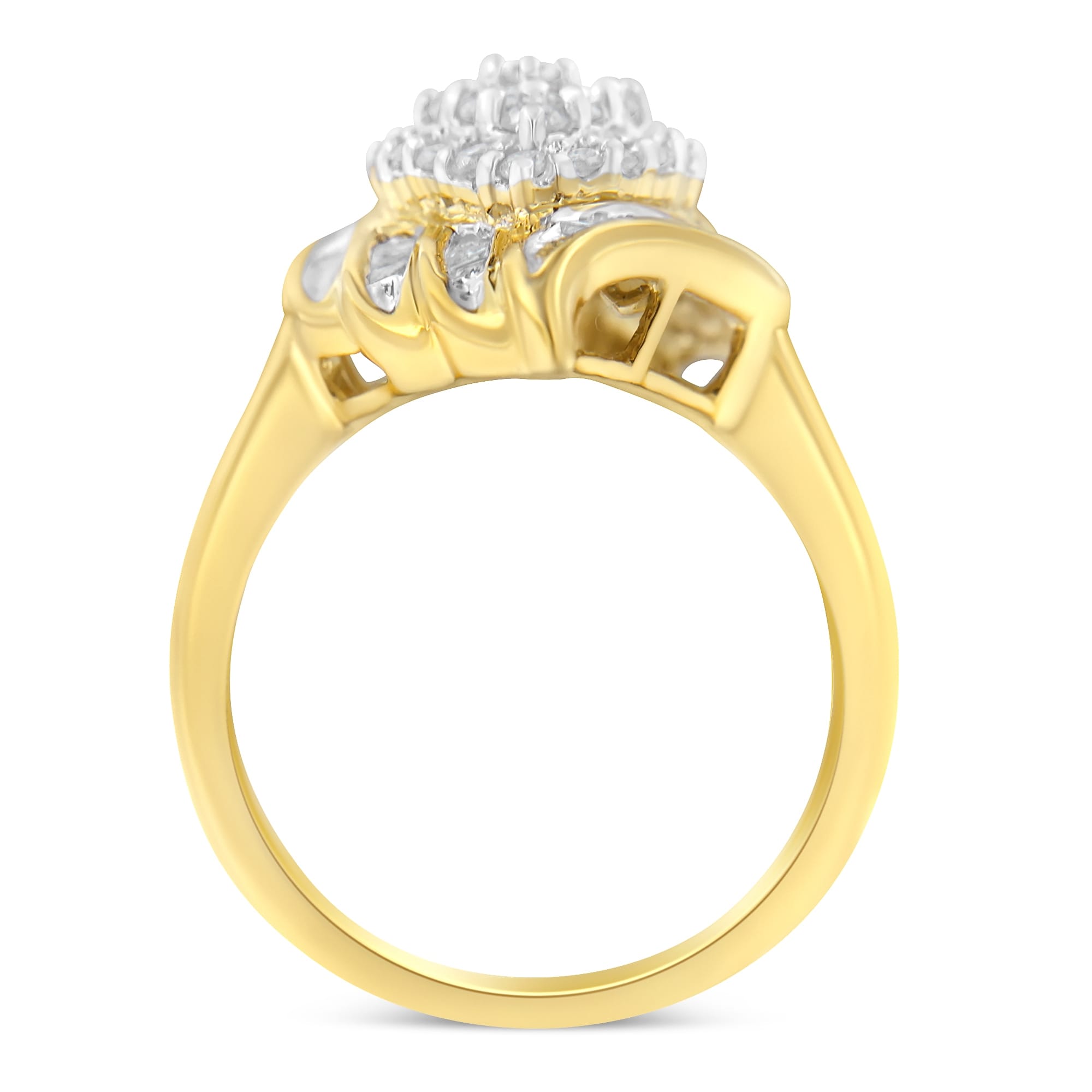 10K Yellow Gold Plated .925 Sterling Silver Diamond Cocktail Ring (3/4 Cttw, I-J Color, I2-I3 Clarity) - Size 6-1/4