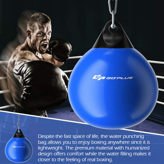 18 Inch 110 Pound Heavy Punching Water Aqua Bag with Adjustable Metal Chain-Blue - Color: Blue