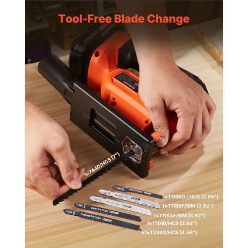 Cordless Jig Saw, 20 V, 3000 SPM Blade Speed, Cordless Jigsaw with Battery and Charger, LED Light, 6 Variable Speed, 0- 45?° Bevel Cuts, with 6 pcs Blades, 4 Orbital Settings, for Wood, Metal
