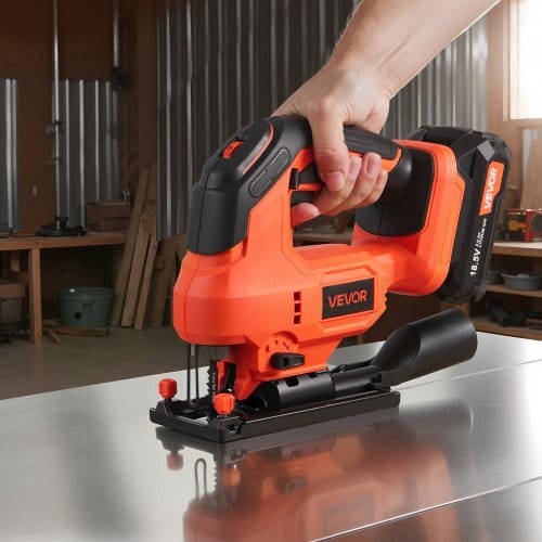Cordless Jig Saw, 20 V, 3000 SPM Blade Speed, Cordless Jigsaw with Battery and Charger, LED Light, 6 Variable Speed, 0- 45?° Bevel Cuts, with 6 pcs Blades, 4 Orbital Settings, for Wood, Metal