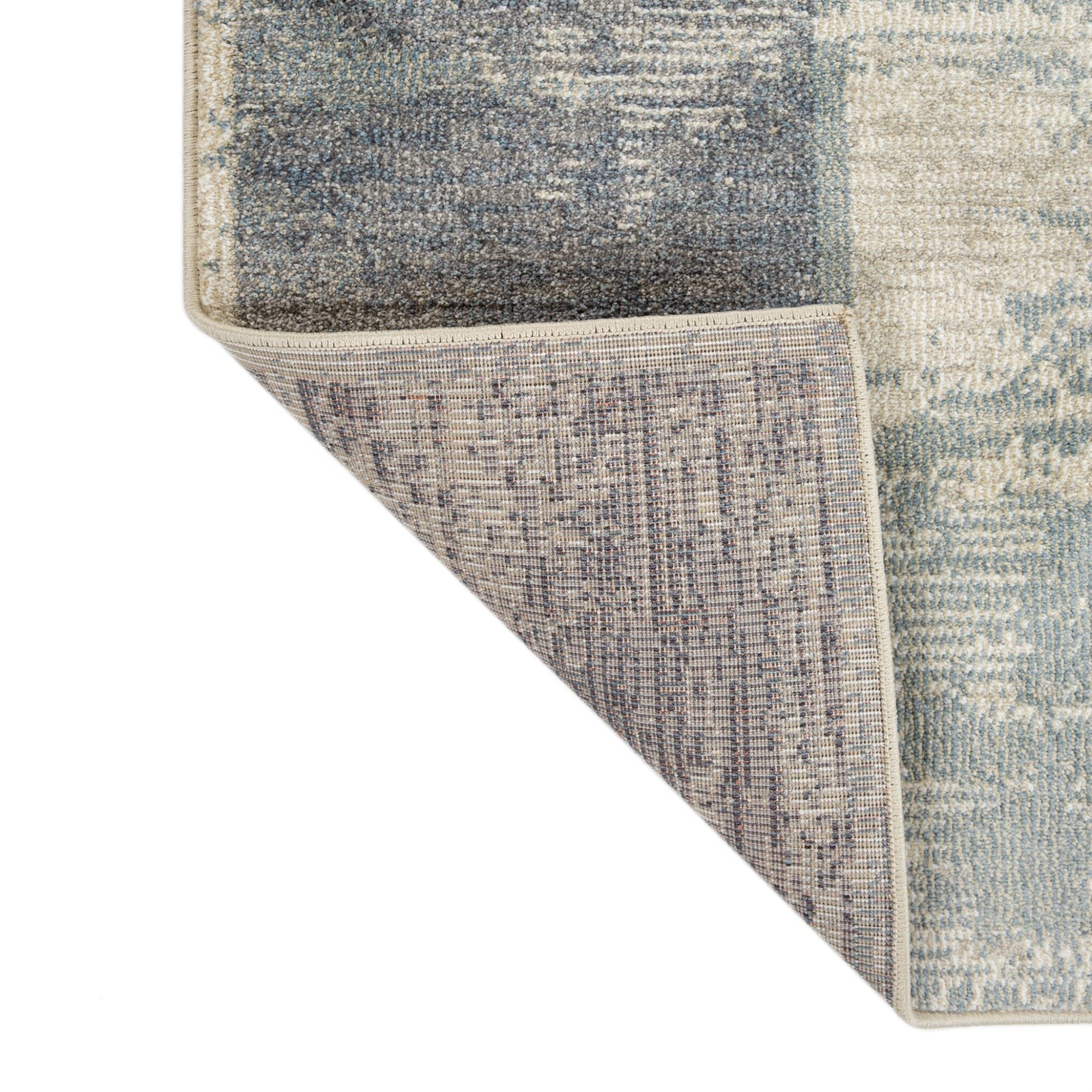 6' X 9' Gray and Light Blue Geometric Power Loom Area Rug
