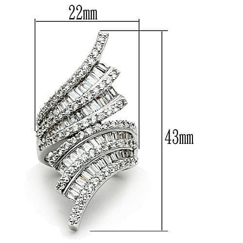 3W161 - Rhodium Brass Ring with AAA Grade CZ in Clear