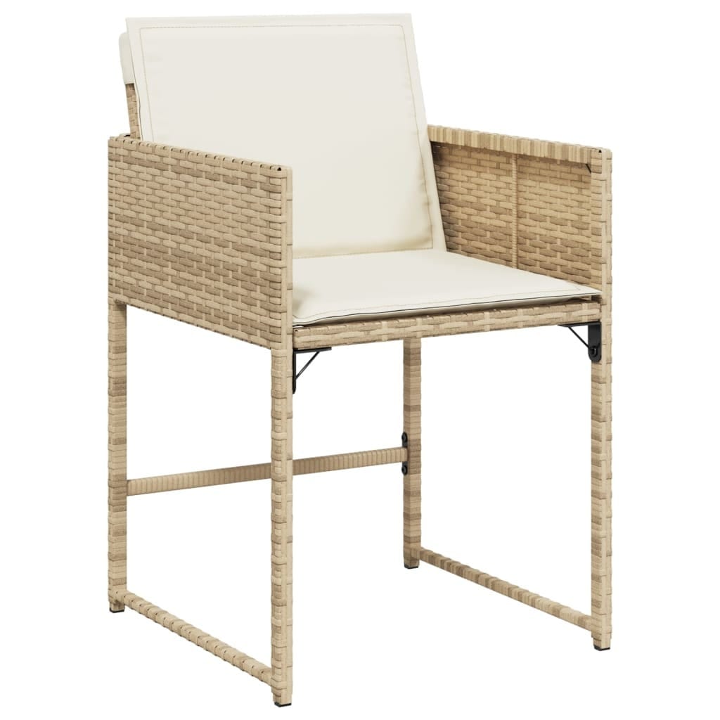 13 Piece Patio Dining Set with Cushions Beige Poly Rattan