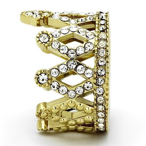 TK1109 - IP Gold(Ion Plating) Stainless Steel Ring with Top Grade Crystal in Clear