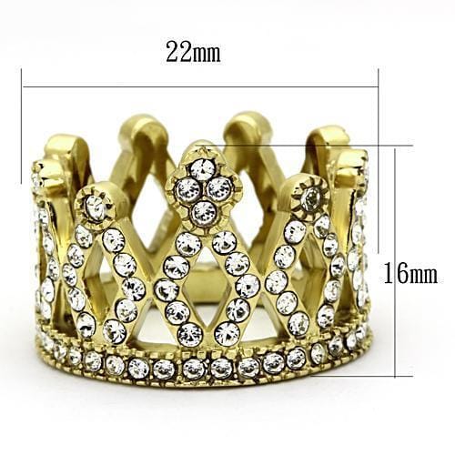 TK1109 - IP Gold(Ion Plating) Stainless Steel Ring with Top Grade Crystal in Clear
