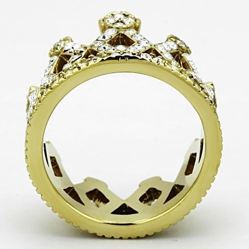 TK1109 - IP Gold(Ion Plating) Stainless Steel Ring with Top Grade Crystal in Clear