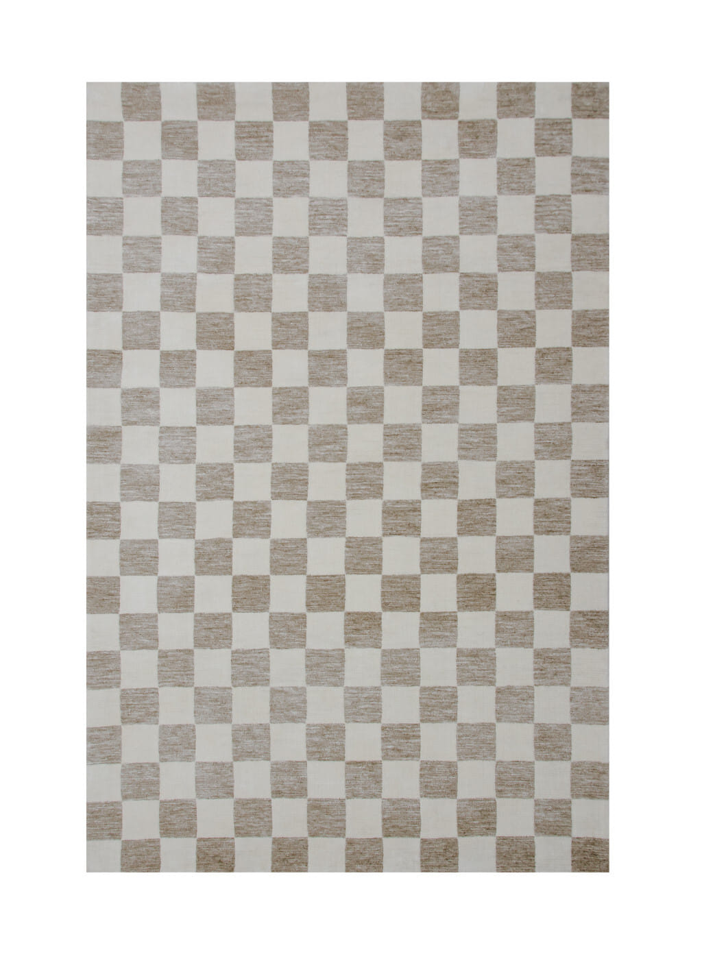 5' X 8' Beige and Brown Checkered Power Loom Area Rug