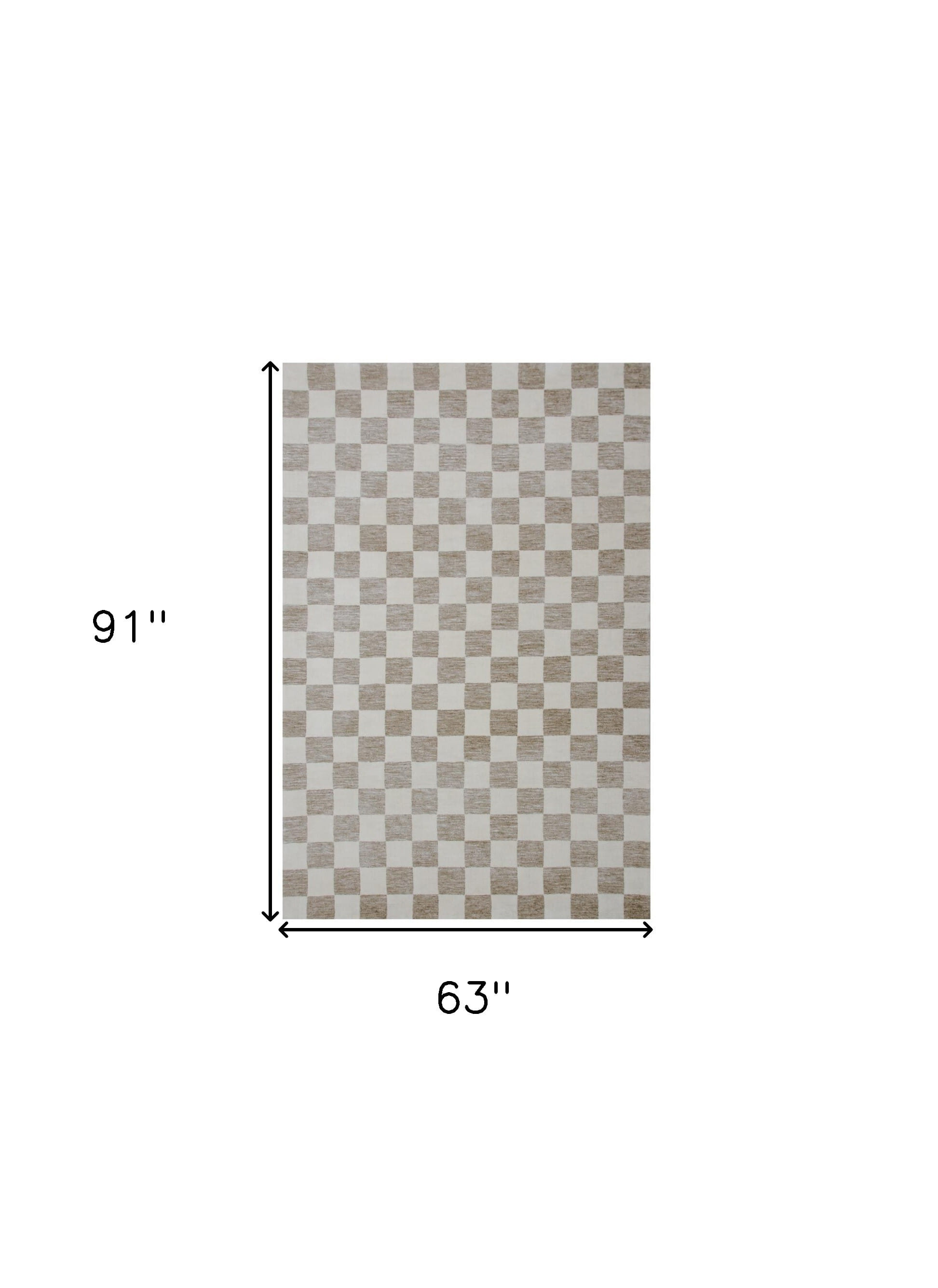 5' X 8' Beige and Brown Checkered Power Loom Area Rug