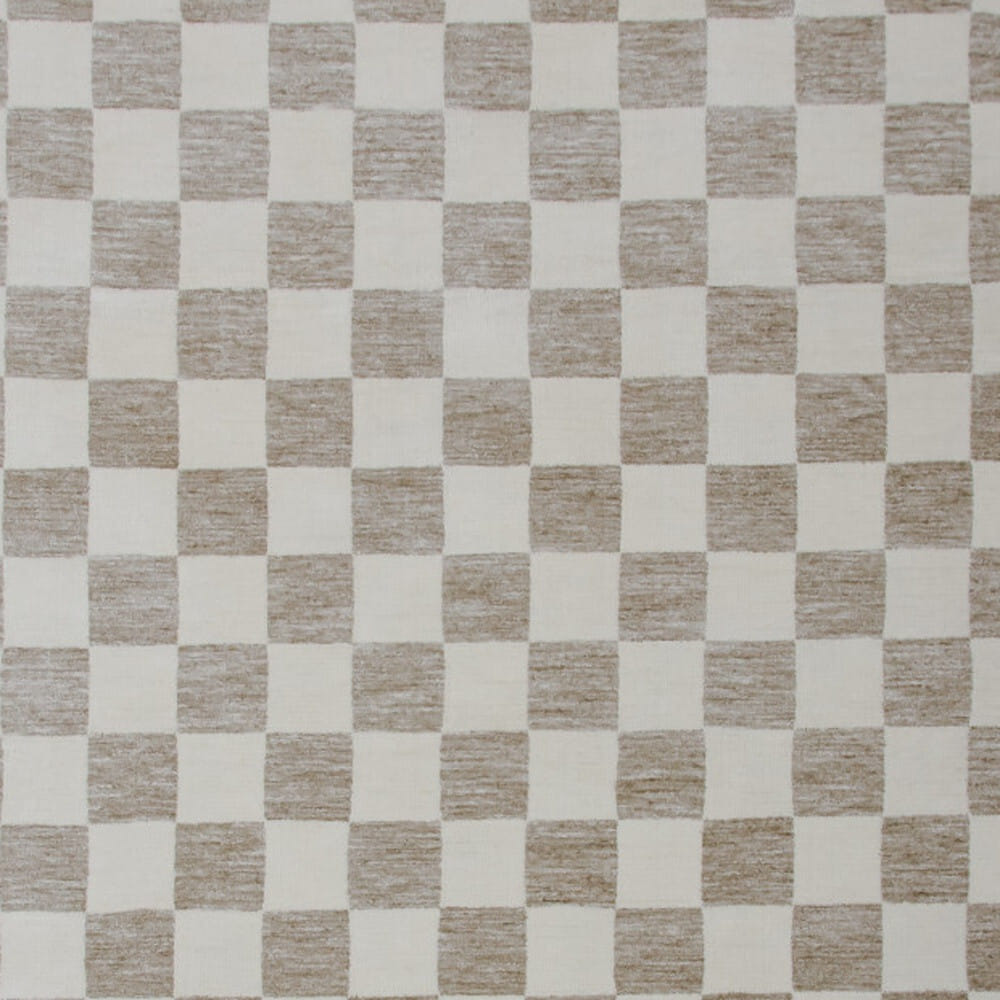 5' X 8' Beige and Brown Checkered Power Loom Area Rug