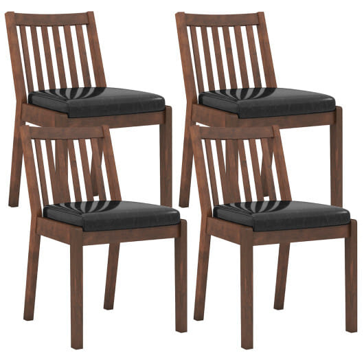PU Leather Upholstered Dining Chair with Padded Seat Set of 4-Espresso