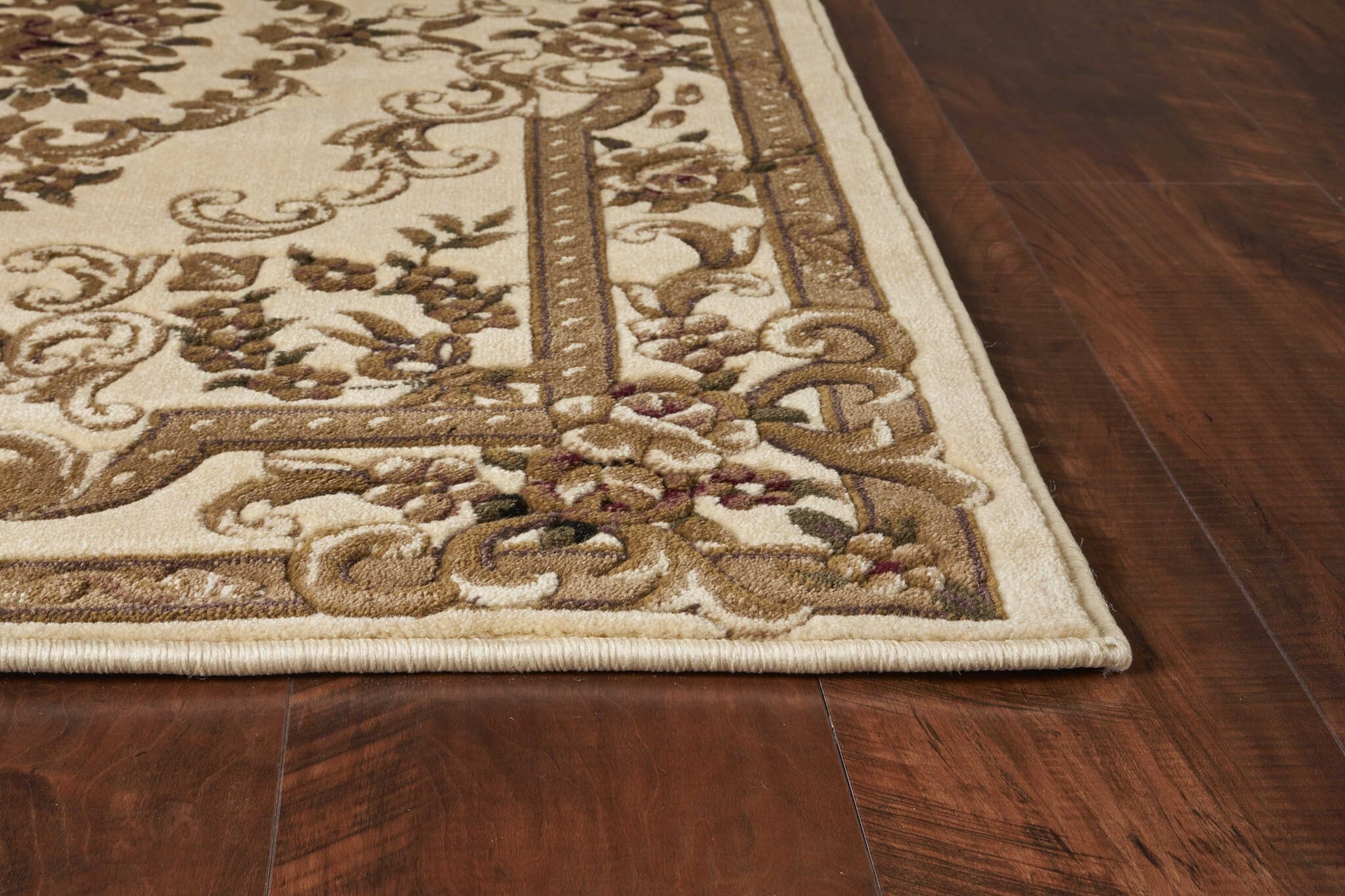 5' X 8' Ivory Machine Woven Hand Carved Floral Medallion Indoor Area Rug
