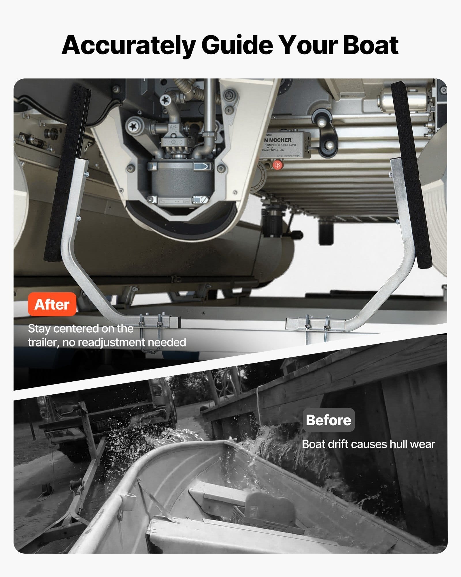 Boat Trailer Guides, 1.2 in Adjustable Width Trailers Guide, 2PCS High-Hardness Steel Trailer Guide-Ons with Thick Support Pads, Fits L-Beam, Box or C-Channel Bunk-Style Pontoon Trailers