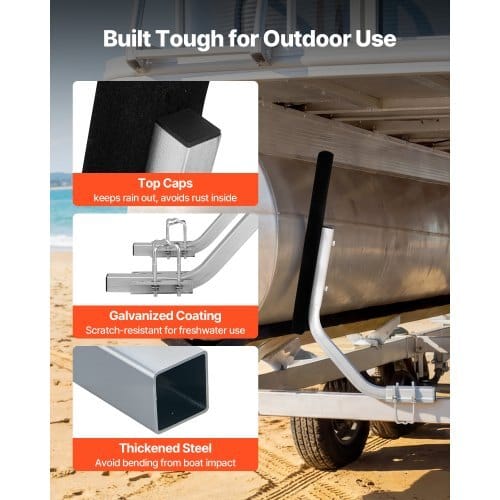 Boat Trailer Guides, 1.2 in Adjustable Width Trailers Guide, 2PCS High-Hardness Steel Trailer Guide-Ons with Thick Support Pads, Fits L-Beam, Box or C-Channel Bunk-Style Pontoon Trailers