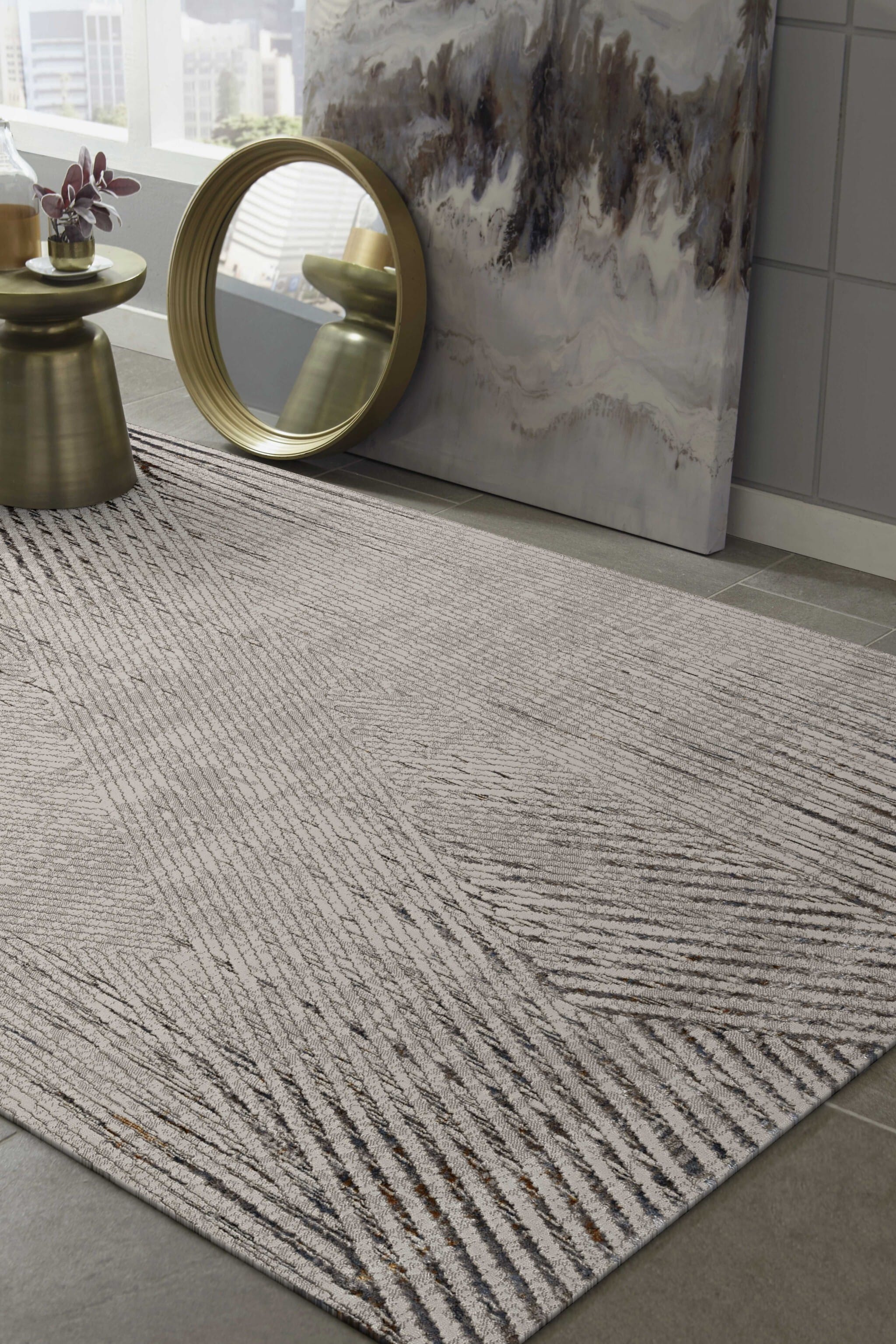 8' X 11' Gray and Ivory Area Rug