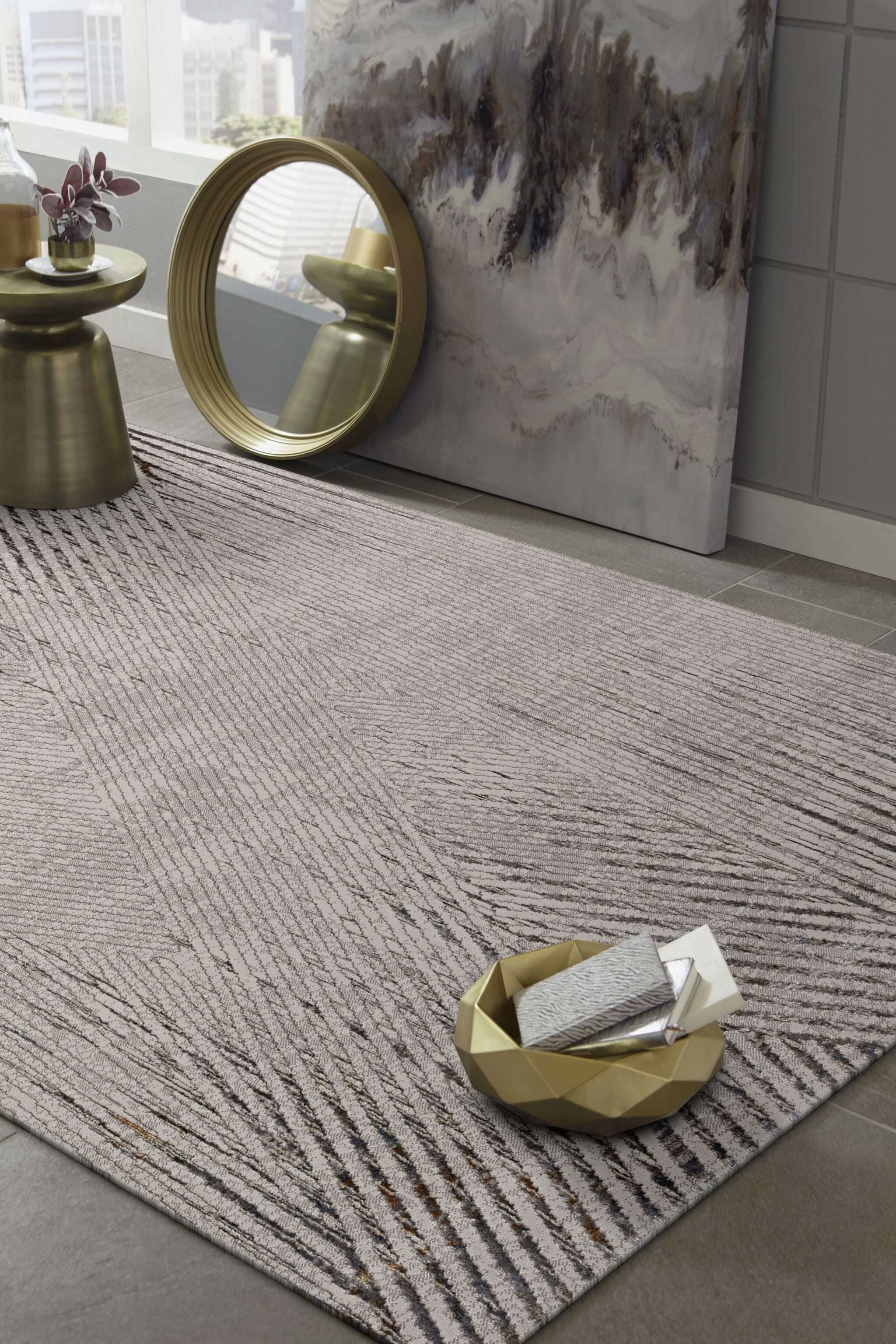 8' X 11' Gray and Ivory Area Rug