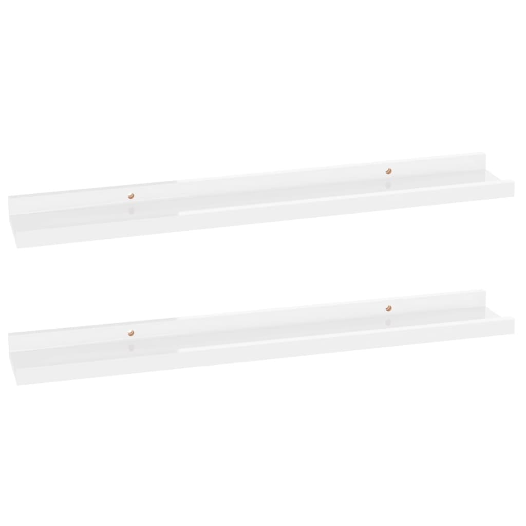Wall Shelves 2 pcs High Gloss White 23.6"x3.5"x1.2"