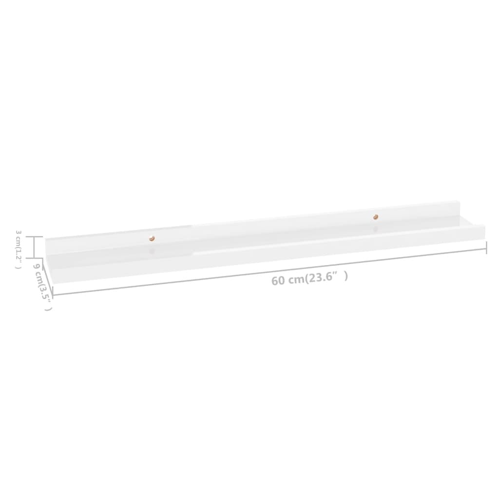 Wall Shelves 2 pcs High Gloss White 23.6"x3.5"x1.2"