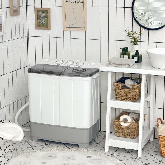 Costway 2-in-1 Portable 22lbs Capacity Washing Machine with Timer Control-Gray
