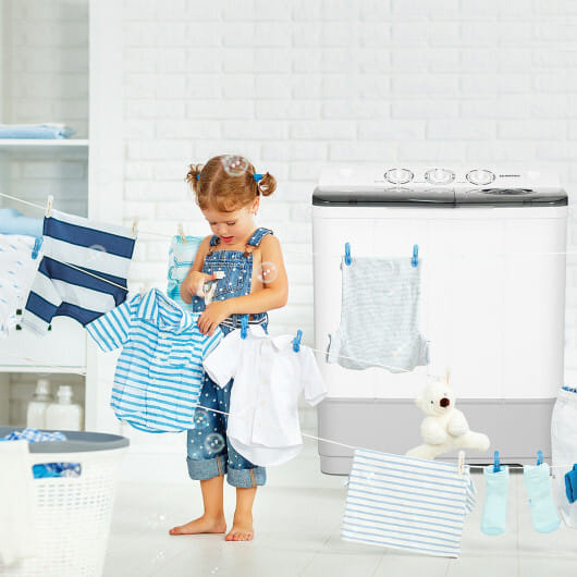 Costway 2-in-1 Portable 22lbs Capacity Washing Machine with Timer Control-Gray