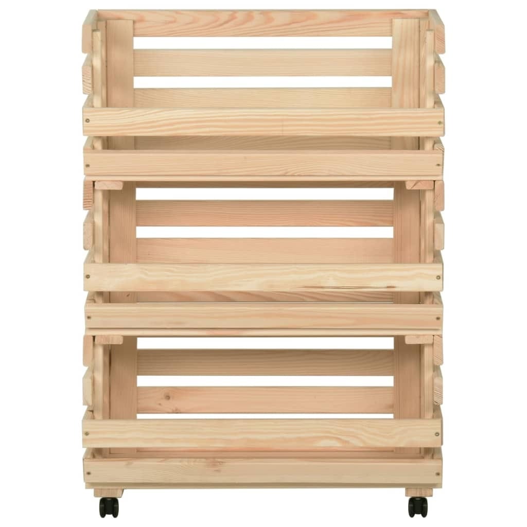 Vegetable Trolley 22.4"x11.8"x31.5" Solid Wood Pine