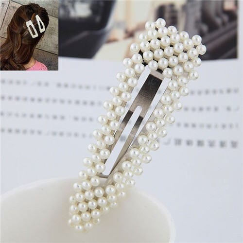 Pearl Style High Fashion Waterdrop Shape Women Hair Clip - Silver