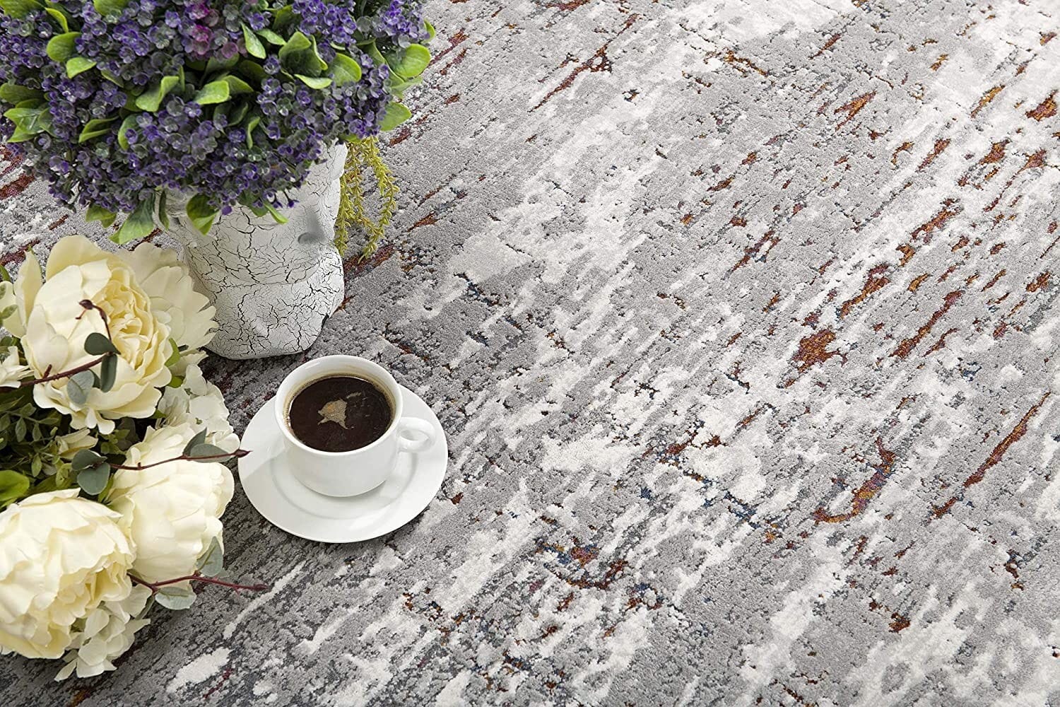7' X 10' Gray And Brown Abstract Scraped Area Rug