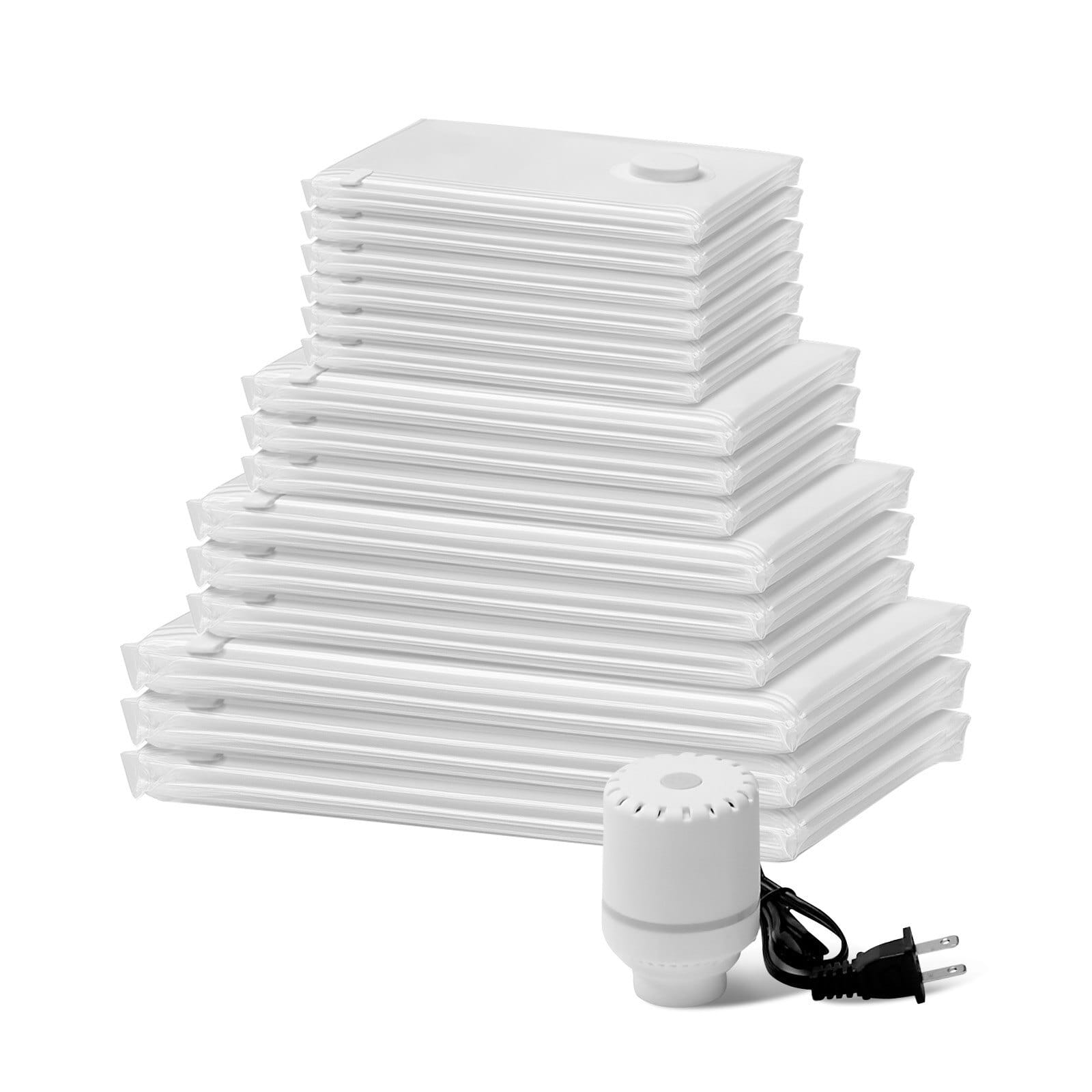 Vacuum Storage Bags, 15 Pack Space Saver Seal Bag(3 Jumbo/3 Large/3 Medium/3 Small/3 Roll), Compression Airtight Zipper Space Bags with Electric Pump, for Cloth, Bedding, Blanket, Pillow, Travel