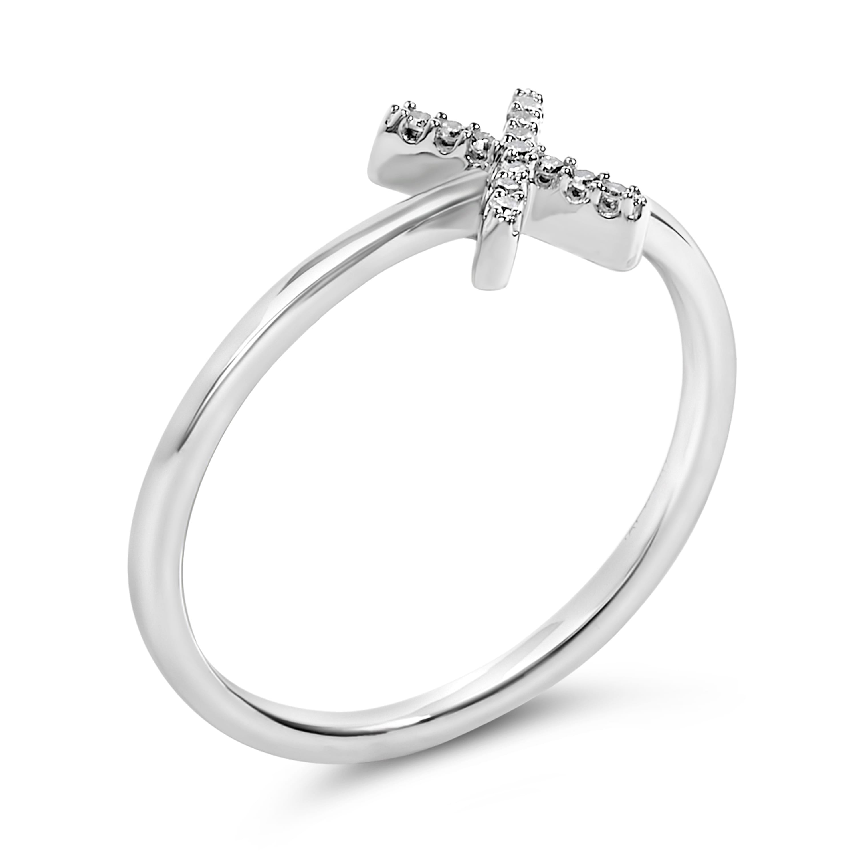 10K White Gold Diamond Accent Initial "X" Ring