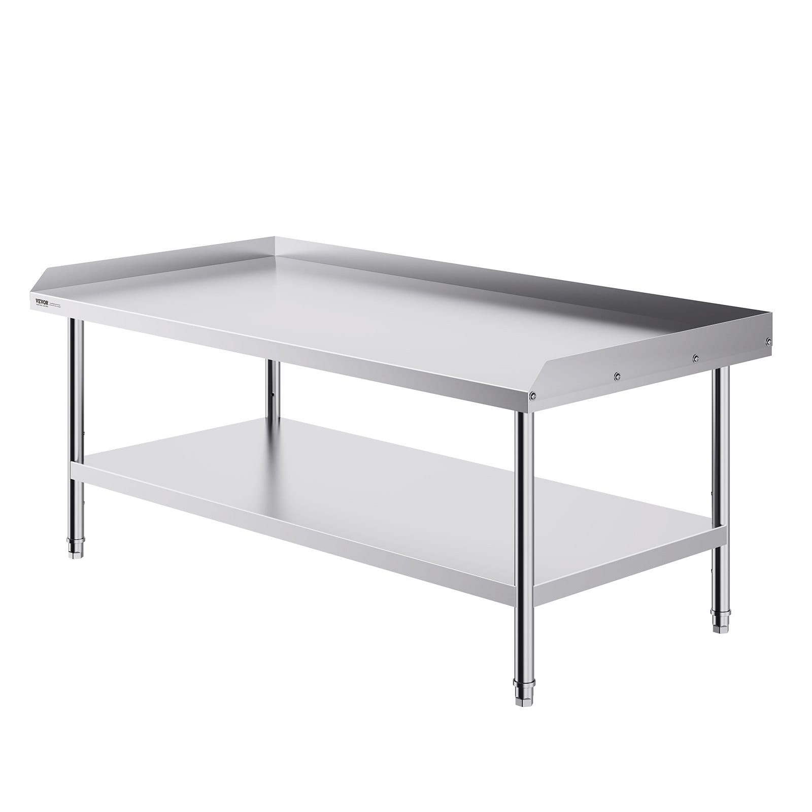 Stainless Steel Work Table, 30 x 60 x 26 Inch Commercial Food Prep Worktable, 3-Sided Backsplash Heavy Duty Prep Worktable, Metal Work Table for Restaurant Home Hotel