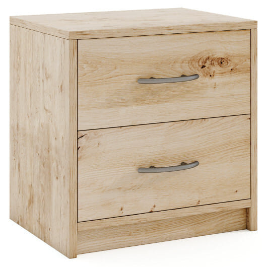 2 Drawer Nightstand with Storage for Living Room-Oak - Color: Oak