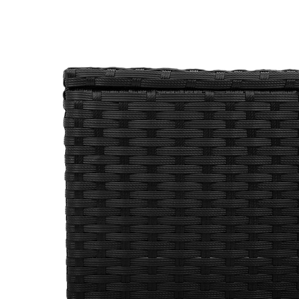 Garden Table with Glass Top Black 21.7x21.7x14.6" Poly Rattan