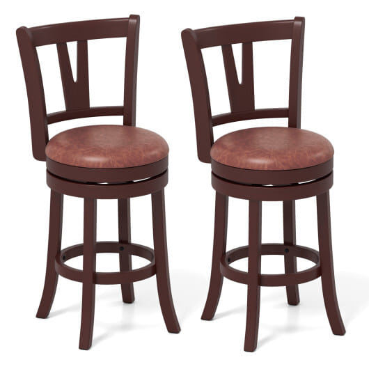Set of 2 Counter Height Swivel Barstools with High Backs and Footrests-26 inches - Size: 26 inches