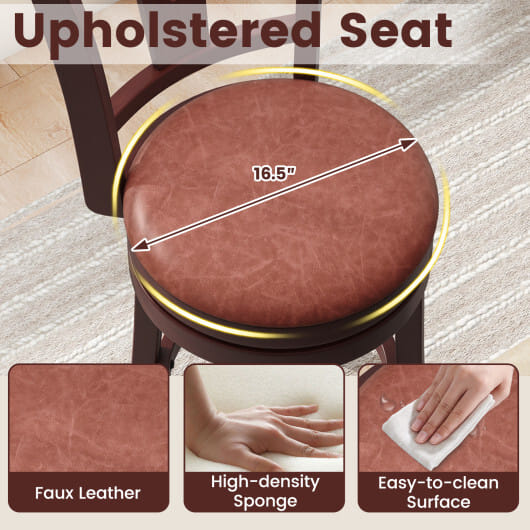 Set of 2 Counter Height Swivel Barstools with High Backs and Footrests-26 inches - Size: 26 inches