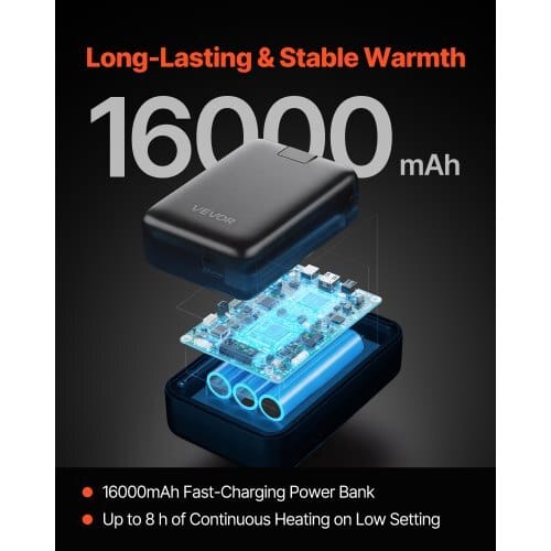 Heated Sweatshirt Hoodie for Men Women, Heated Jacket Unisex with 7.4V 16000mAh Rechargeable Power Bank Pack, 5 Heating Zones, 3 Temp Levels, 4-8H Warmth, for Winter Outdoor Camping, Black, XXL Size