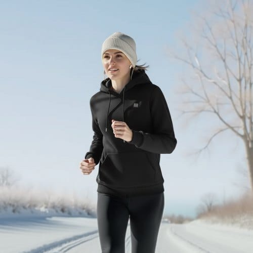 Heated Sweatshirt Hoodie for Men Women, Heated Jacket Unisex with 7.4V 16000mAh Rechargeable Power Bank Pack, 5 Heating Zones, 3 Temp Levels, 4-8H Warmth, for Winter Outdoor Camping, Black, XXL Size